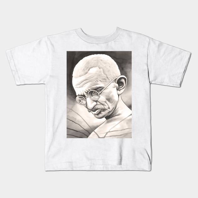 Mohandas Karamchand Gandhi Kids T-Shirt by benheineart